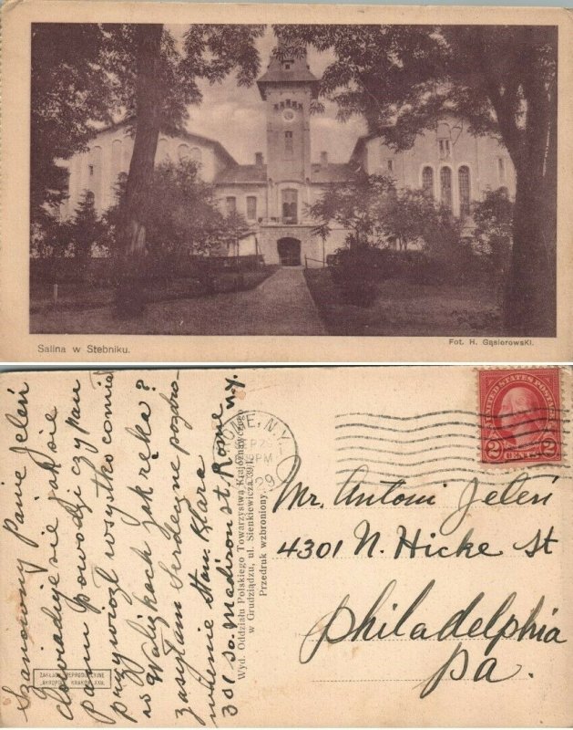 ANTIQUE 1929 POLISH POSTCARD SALINA W STEBNIKU POLAND