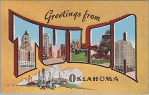 Postcard Large Letters Greetings from Tulsa Oklahoma OK