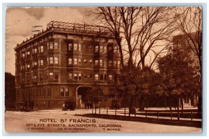 1911 Hotel St. Francis Eye Streets Exterior Road Sacramento California Postcard