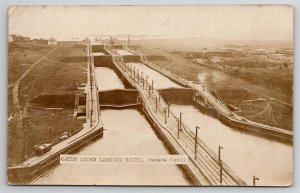 RPPC Gatun Locks Looking South Panama Canal Real Photo Postcard V29