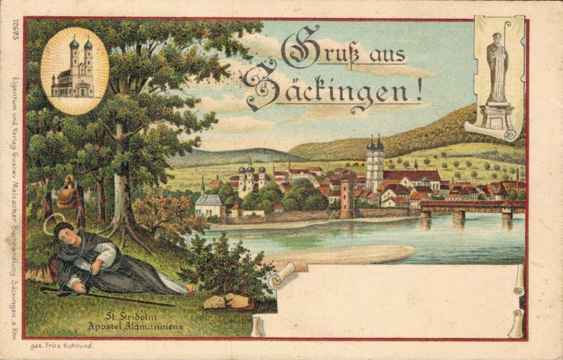 Germany Gruss aus Säckingen Litho 03.41