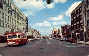 Portsmouth Virginia VA City Bus 1950s Street Scene Vintage Postcard