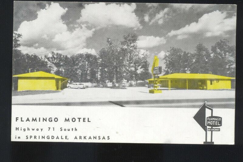 SPRINGDALE ARKANSAS FLAMINGO MOTEL ROADSIDE VINTAGE ADVERTISING POSTCARD