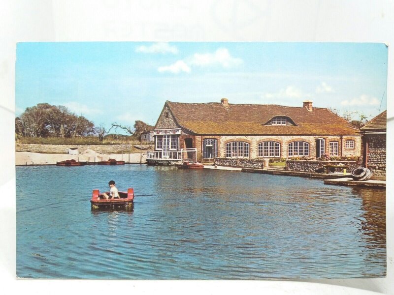 Pond Barn Cafe Bracklesham Bay Boy in Pedalo Vintage Postcard 1960s