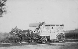 Coney Island NY Popcorn Horse Drawn Wagon (Text on Wagon) Real Photo Postcard