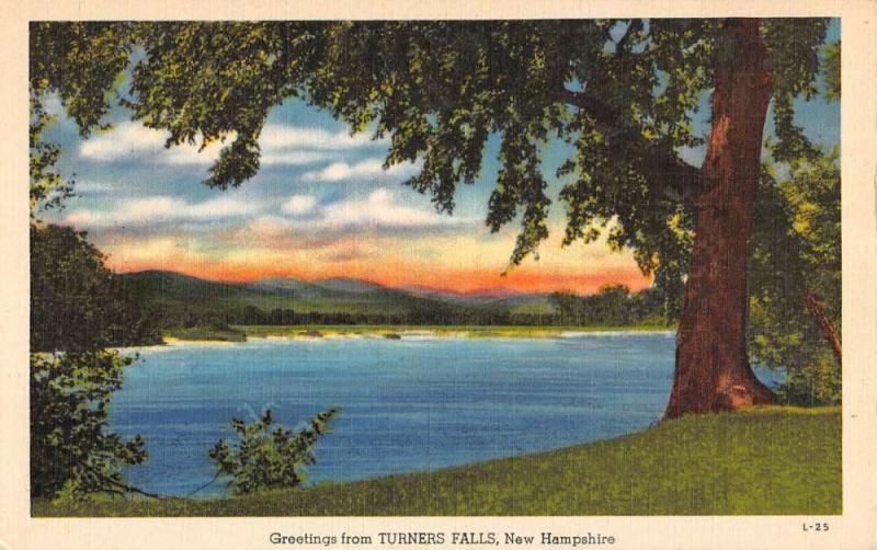 Turner Falls New Hampshire Sunset Waterfront Greeting Antique Postcard K89695