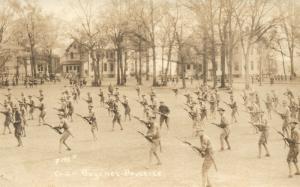 US ARMY BAYONET PRACTICE ANTIQUE REAL PHOTO POSTCARD RPPC