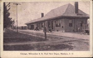 Madison SD CMSt.P New RR Train Depot Station 1908 Used Postcard