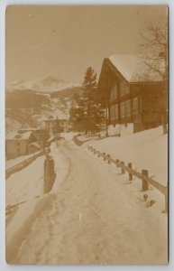 Switzerland RPPC Beautiful Lodge Homes Mountain In Winter Postcard W29