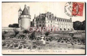 Postcard Old Chateau Chenonceau The Western Facade Garden View