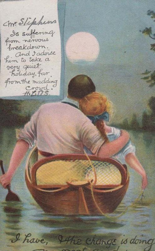 Man Needing Need A Holiday From Nervous Breakdown Boat Yacht Songcard Postcard