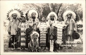 Mandan North Dakota Sioux Indian Group Real Photo Vintage RPPC Postcard