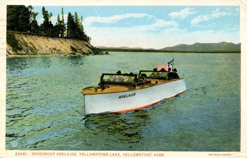 WY - Yellowstone Lake. Speed Boating, Adelaide  (Haynes Photo)