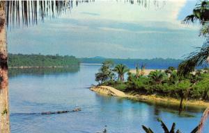 Tamatama Venezuela~People in Boats Crossing Orinoco River~c1970s Postcard