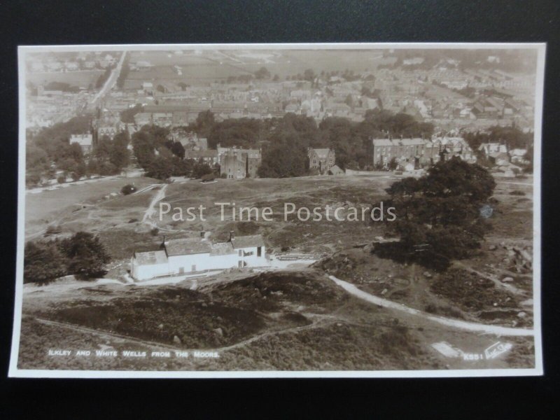 Yorkshire ILKLEY & White Wells from Moors - Old RP Postcard by W. Scott K551