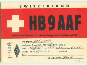 1965 vintage QSL CB HAM RADIO CARD IN OBERWIL Arlesheim SWITZERLAND s0406