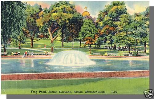 Boston, Massachusetts/MA/Mass Postcard, Frog Pond, Boston Connon