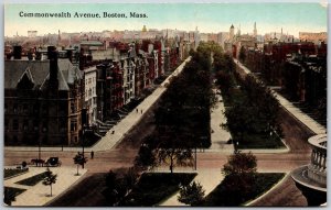 Commonwealth Avenue Boston Massachusetts MA Parkway Buildings Postcard
