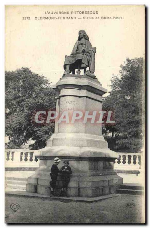 Old Postcard Clermont Ferrand statue of Blaise Pascal