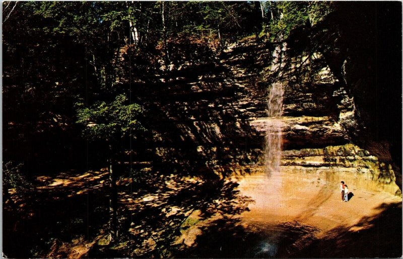 Munising Falls Michigan MI Upper Peninsula Postcard VTG UNP LL Cook Waterfall 