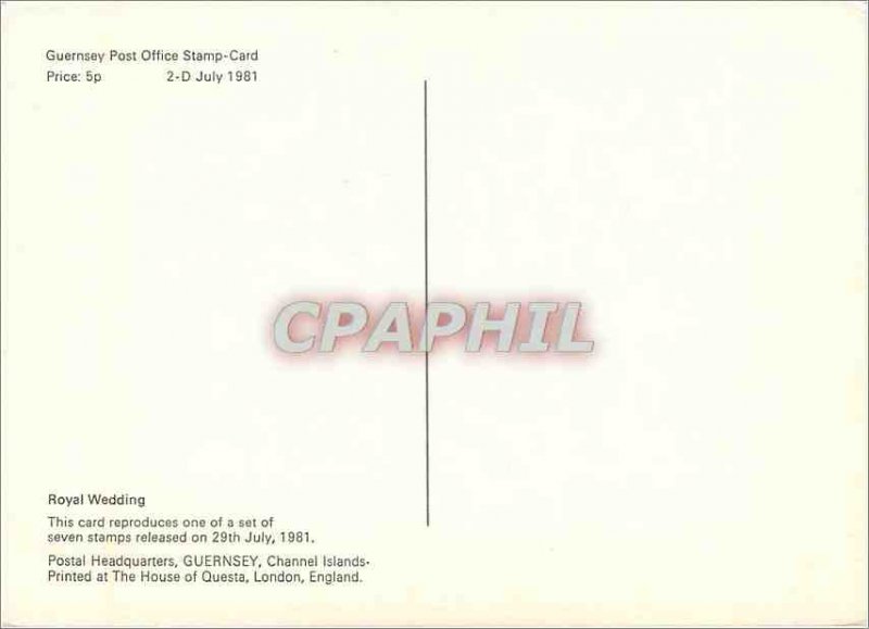 Postcard Modern Guernsey Post Office Stamp Card Lady Diana Prince Charles