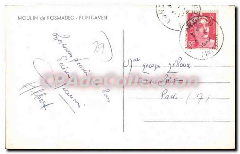 Postcard Old Mill Rosmadec Pont Aven