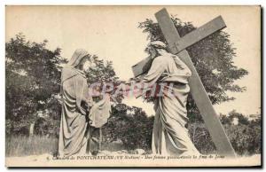 Old Postcard Pontchateau A pious woman wipes the face of Jesus