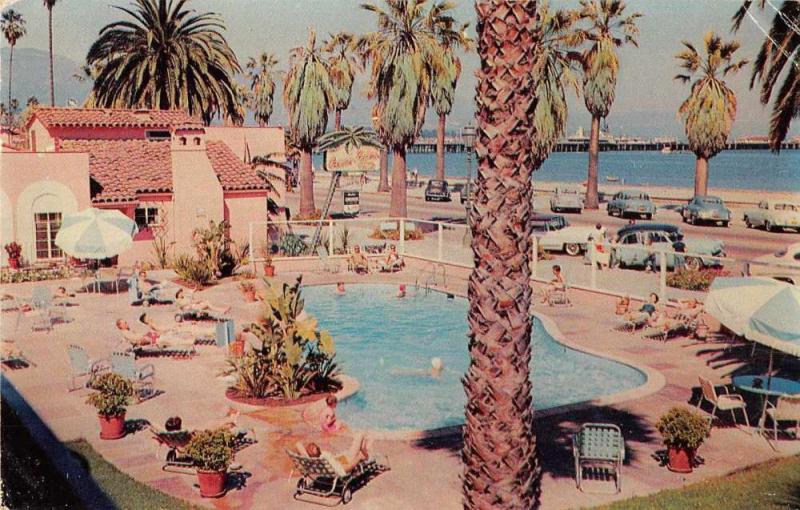 Santa Barbara California Ocean Palms Motor Lodge Swimming Pool PC JD933966