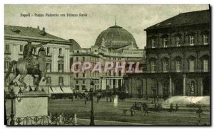 Postcard Old Naples Plaza Con Plebiscito Palazzo Reale