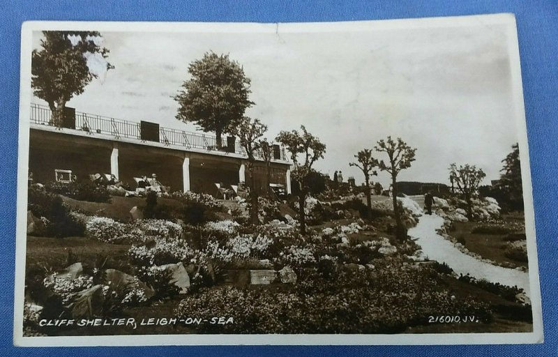 Vintage Real Photo Postcard Cliff Shelter Leigh - On - Sea Essex Posted 1935 C1C