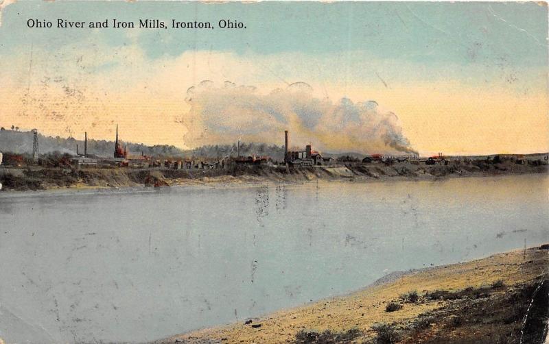 E23/ Ironton Lawrence County Ohio Postcard 1914 Ohio River Iron Mills