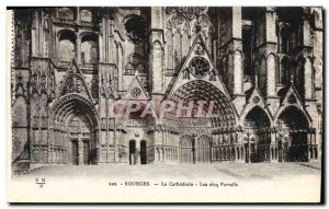 Old Postcard Bourges La Cathedrale The Five Gates