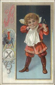 Thanksgiving - Little Boy Napkin Wishbone c1910 Postcard 