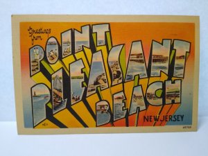 Greetings From Point Pleasant Beach New Jersey Large Letter Postcard Linen 1948