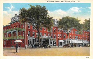 Mansion House Cars Greenfield Massachusetts 1920s postcard