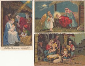 Lot 3 postcards Christmas winter seasonal greetings Holy Family wise men Hungary