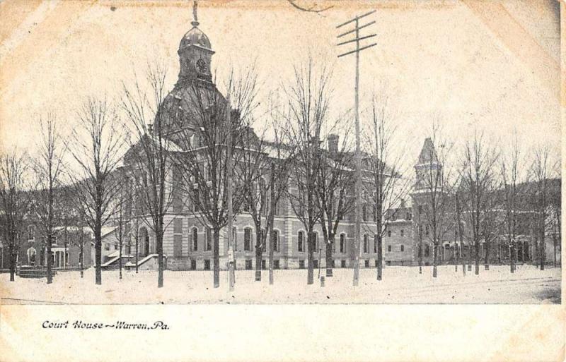 Warren Pennsylvania Court House Street View Antique Postcard K40125