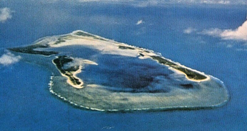 RARE Wake Island Aerial View Unused Postcard