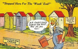 Comic  OUT HOUSE CABINS  Pay As You Go  Stopped for the 'Weak' End'  Postcard