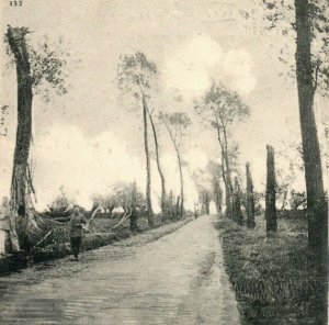 1914-16 WWI German Strasse Langemarck-Zonnebeke vor Ypern Bombed Feldpost P20