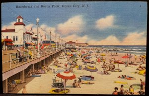 Vintage Postcard 1956 Boardwalk and Beach View, Ocean City, New Jersey (NJ)