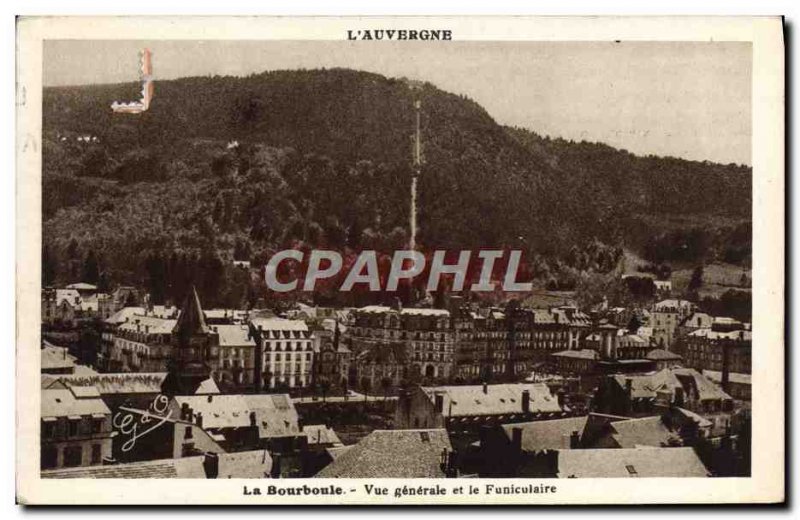 Old Postcard L & # 39Auvergne La Bourboule Vue Generale and the funicular