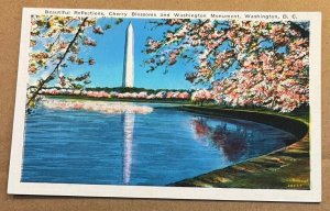 VINT. PC UNUSED REFLECTIONS - CHERRY BLOSSOMS & WASH. MONUMENT, WASHINGTON D.C.