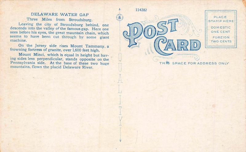 Kittatinny, Delaware Water Gap, Pennsylvania, Early Postcard, Unused