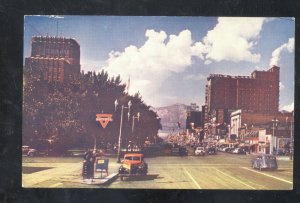 OGDEN UTAH DOWNTOWN STREET SCENE OLD CARS CONOCO GAS STATION OLD POSTCARD