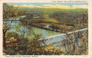 MO, Missouri   BRIDGES Over LAKE TANEYCOMO~Bird's Eye View   c1940's Postcard