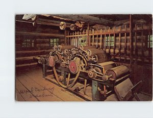 Postcard Wool Carding Machine, Hill's Carding Mill And Wool House, New Salem, IL
