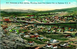 Panorama of Rock Springs WY Coal District Mining Linen Postcard T12