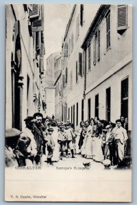 Gibraltar Postcard Scene at Serruya's Ramp c1920's Unposted Antique R
