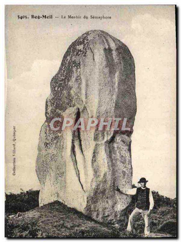 Old Postcard Dolmen Megalith Beg Meil ??menhir semaphore